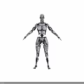 Intelligent Machine Humanoid Robot Featuring Detailed Mechanical Structure And Metallic Robotic Body