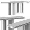 Elegant Modern Black and Gold Console Table With Vertical Stripe Design Elements 3d model