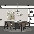Elegant Modern Restaurant Interior With Round Dining Table Chairs Pendant Light And Marble Decor 3d model