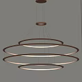 Modern Copper Frame Circular Ring Chandelier With Illuminated Layers And Hanging Design 3d model
