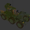 Military Utility Vehicle With Artillery Launcher Four Wheels And Driver Cabin