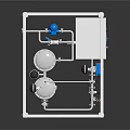 Industrial Equipment With Metal Frame Control Panel And Piping System
