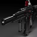 Futuristic Tactical Weapon Design With Black Red Accents Ergonomic Grip And Tactical Stock