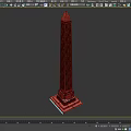 Tall Stone Obelisk Tower With Pointed Top And Square Base Textured Surface 3d model
