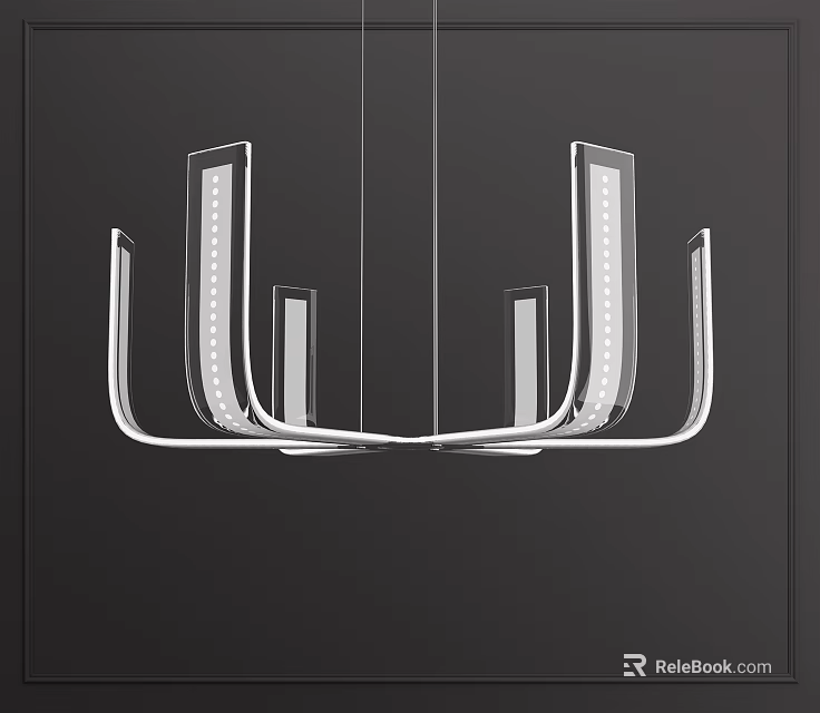 Modern Contemporary Chandelier With Sleek Metal Frame And Transparent Acrylic Shades 3d model 