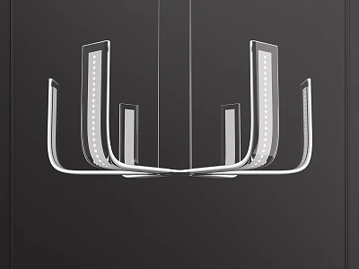 Modern Contemporary Chandelier With Sleek Metal Frame And Transparent Acrylic Shades 3d model