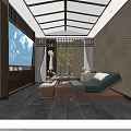 Modern SPA Sauna Interior Design With Comfortable Loungers TV Screen And Green Plants