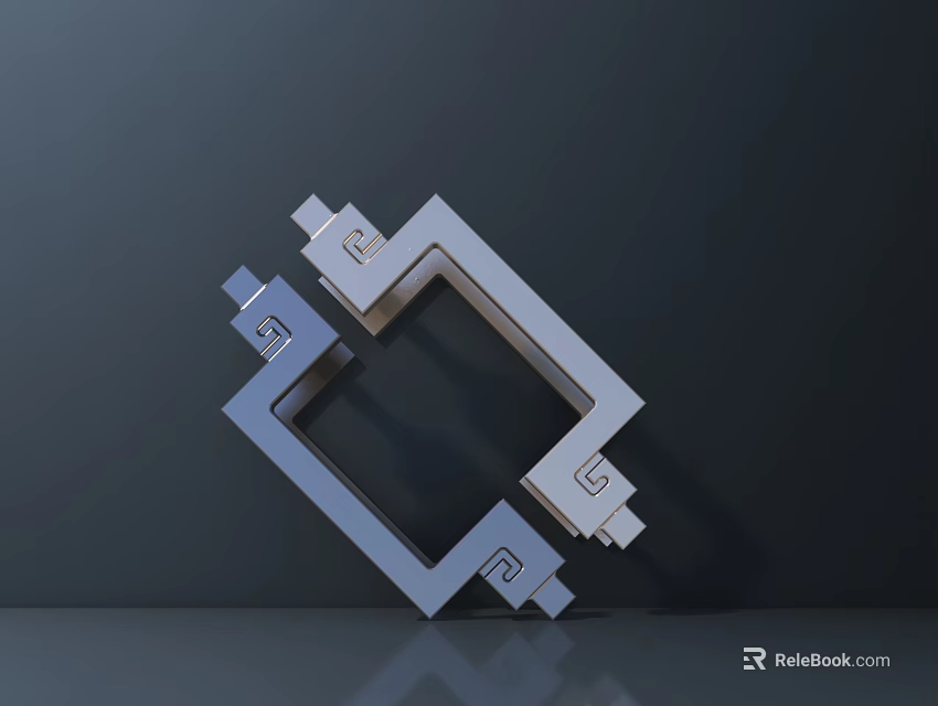 Modern Geometric Metal Handles for Cabinet Doors with Sleek Design and Durable Build 3d model 