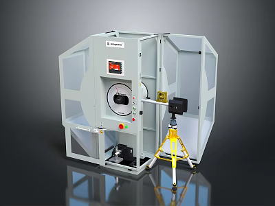 Industrial Testing Equipment With Transparent Enclosure Control Panel And Tripod Mounted Instrument 3d model