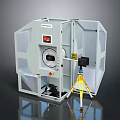 Industrial Testing Equipment With Transparent Enclosure Control Panel And Tripod Mounted Instrument