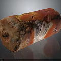 Natural Cylindrical Stone With Vibrant Red Orange Yellow White Patterns And Central Hole
