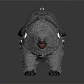 Gray Furry Animal Carrying Silver Backpack With Metal Buckles Red Claws Open Mouth