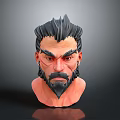 Man With Spiky Black Hair Thick Beard And Fierce Expression