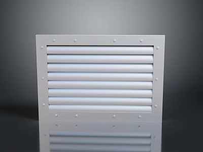 White Vent Grille with Metal Frame Horizontal Slats and Rivets on Smooth Surface 3d model