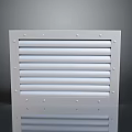 White Vent Grille with Metal Frame Horizontal Slats and Rivets on Smooth Surface
