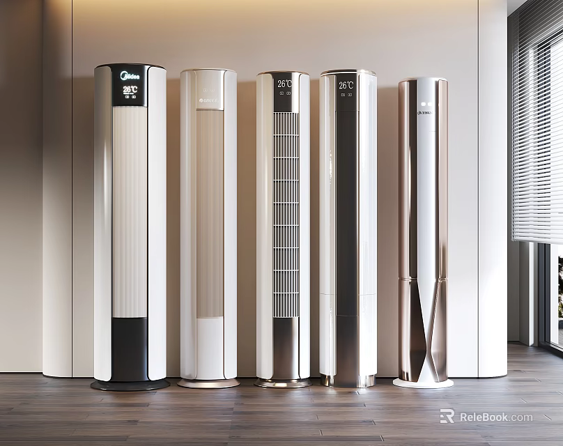 Modern Tower Air Cooler Fans With Sleek Designs And Various Styles For Indoor Use 3d model 