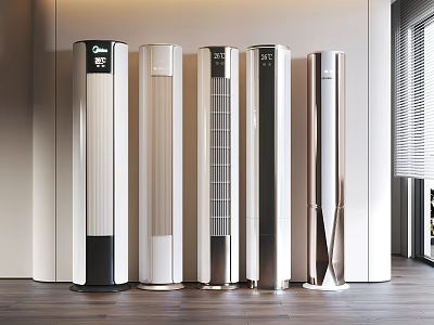Modern Tower Air Cooler Fans With Sleek Designs And Various Styles For Indoor Use 3d model