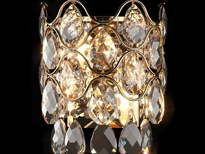Elegant Crystal Wall Sconce With Gold Frame And Decorative Lighting Design 3d model