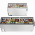 Stainless Steel Display Freezer with Multiple Compartments Wheels and Stored Food Drinks Certified