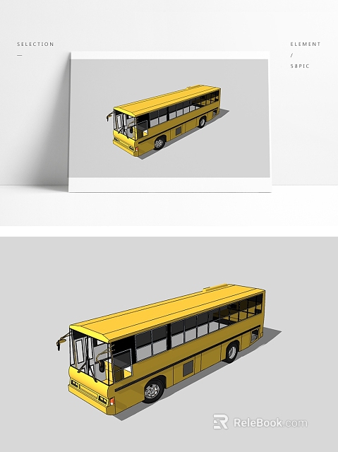 Detailed Yellow Bus 3D Model Design Featuring Side View And Smooth Modern Lines 3d model 