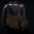 Luxury Designer Backpack With Classic Monogram Pattern Black Leather Top And Gold Buckle