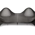 Modern Special-shaped Sofa With Curved Wavy Structure And Metal Openwork Design