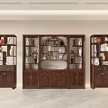 Traditional Chinese Wooden Curio Cabinets With Carved Doors Multi-layered Shelves And Porcelain Displays