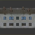 Old Worn House Model With Multiple Chimneys Light Colored Walls And Metal Roof 3d model