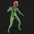 Green Skinned Female Character With Red Hair And Black Bikini Standing In 3D Render