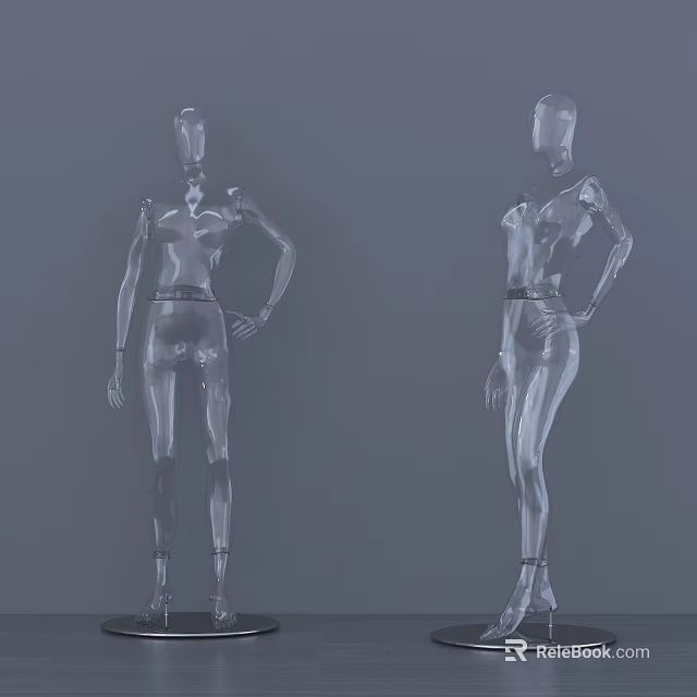 Transparent Full Body Mannequin Set With Modern Design For Jewelry 3d model 