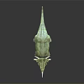 Detailed Green Triceratops Dinosaur Model With Horns On Black Background