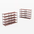 Two Multi Tier Storage Shelves with Metal Frame and Wooden Shelves