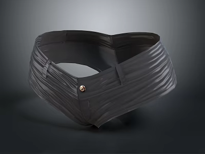 Black Textured Belt With Metal Buckle Folded Design Modern Fashion Accessory 3d model