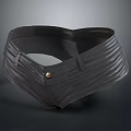 Black Textured Belt With Metal Buckle Folded Design Modern Fashion Accessory