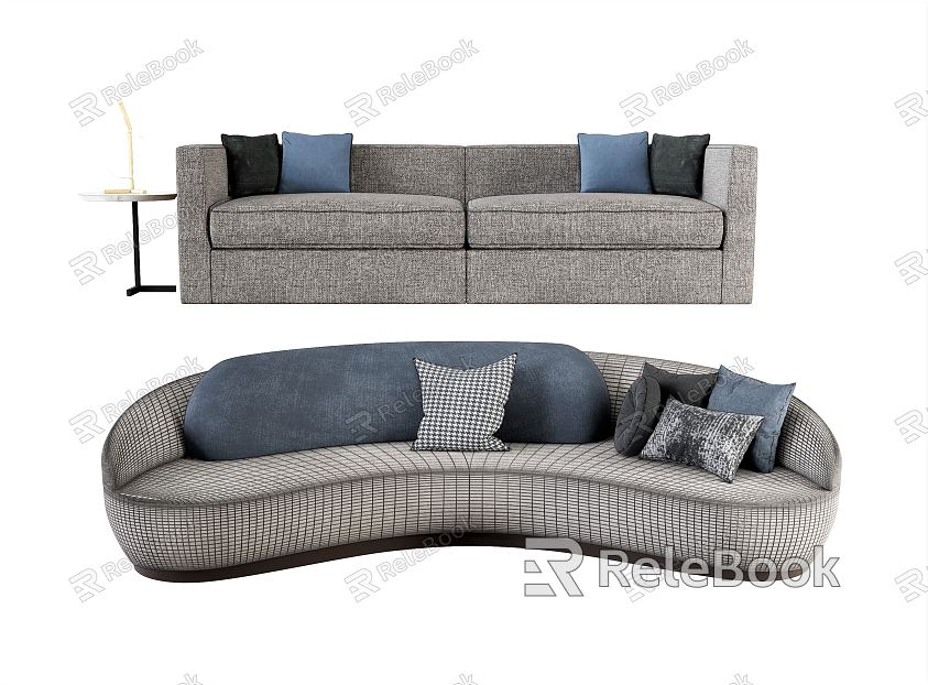 Modern Combination Sofa Multi-person Sofa Casual Sofa Sofa Sofa Side Cushion Curved Sofa model