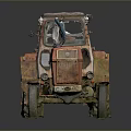 Old Red Rusty Vintage Tractor With Muddy Tires And Worn Exterior