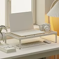 Cozy Study Room Setup With Laptop Camera Headphones And Table Lamp On Wooden Desk