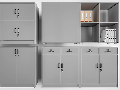 Versatile Office Storage Cabinets With Doors Drawers And Open Shelves For File Organization 3d model