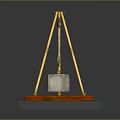 Lifting Equipment Featuring Tripod Structure White Block Object on Orange Base and Gray Platform