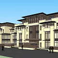 Modern Semi Detached Villa Exterior With Symmetrical Design And Large Windows