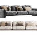 Modern Dark Gray And Cream Sectional Sofa With Plush Cushions In Modern Style Velvet Fabric