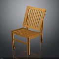 Orange Wooden Chair Featuring Slatted Back And Slatted Seat Simple Design