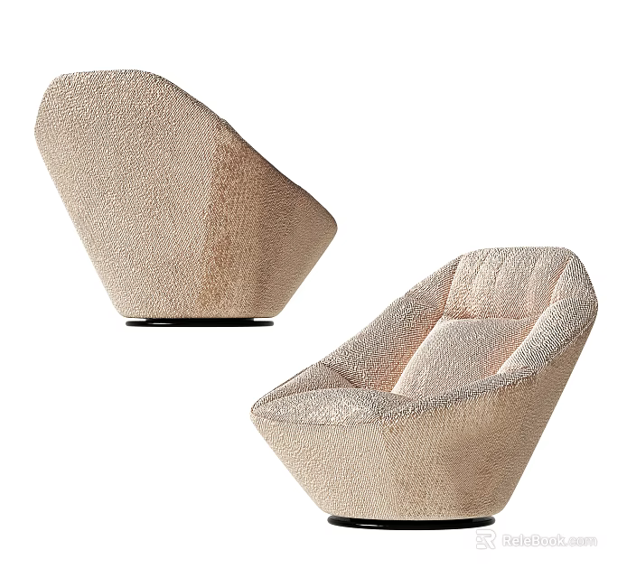 Beige Single Sofa with Plush Soft Fabric Modern Unique Shape and Sturdy Base 3d model