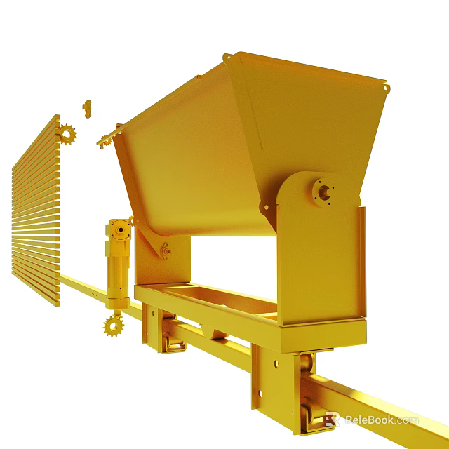 Yellow Industrial Mechanical Equipment Featuring Conveyor Belt Gear Components And Structural Parts 3d model 