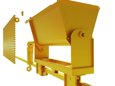 Yellow Industrial Mechanical Equipment Featuring Conveyor Belt Gear Components And Structural Parts 3d model