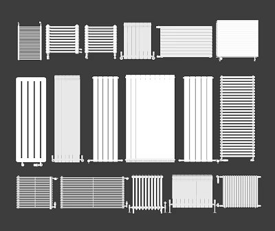 Different Types Of Home Radiators With Various Designs For Interior Heating 3d model