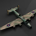 3D Military Fighter Jet With Camouflage Paint Twin Engines Round Insignias and Checkered Tail