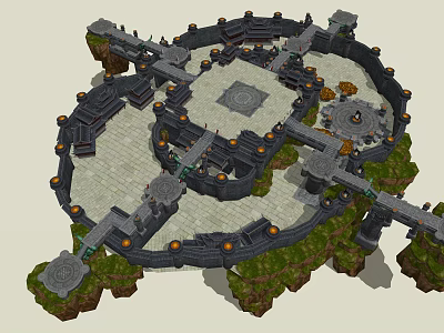 Ancient Architecture Circular Layout Featuring Stone Structures Traditional Courtyard And Ornamental Details 3d model