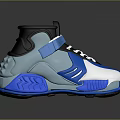 High Top Blue And White Sneakers With Black Strap Laces And Sporty Sole Design