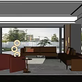 Modern Living And Dining Room Interior With Large Windows Sofa And Coffee Table 3d model
